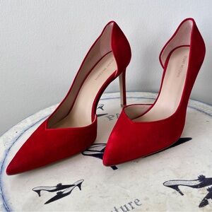 Stuart Weitzman Red Suede Stiletto Pointy Toe Pumps Women’s Heels Size 8.5